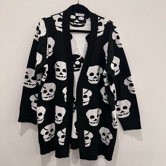 hotouch Sweaters - Hotouch Women's Knitted Black and White Skull Open Cardigan Halloween size XL